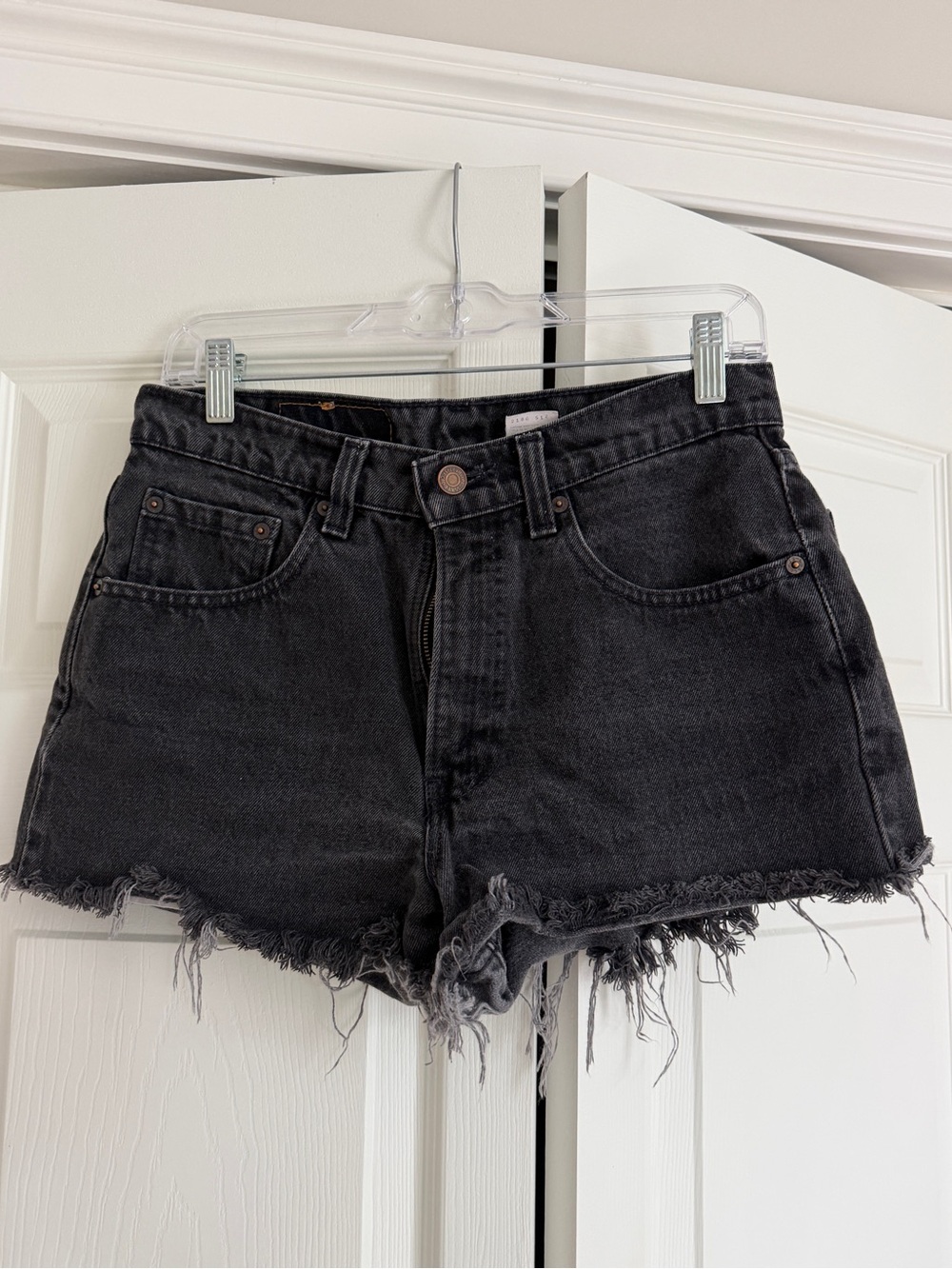 Vintage Levi's Black Frayed Hem Denim Shorts